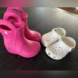 Crocs Bundle. Lot of 2 Pairs. Rain Boots and Clog. US Size 6 Toddler.